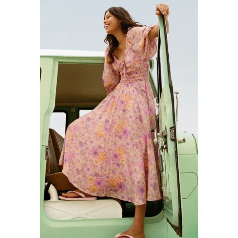 Spell Hibiscus Lane Midi Dress Musk